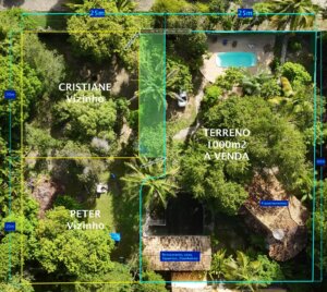 Jardim arborizado do imóvel em Imbassaí